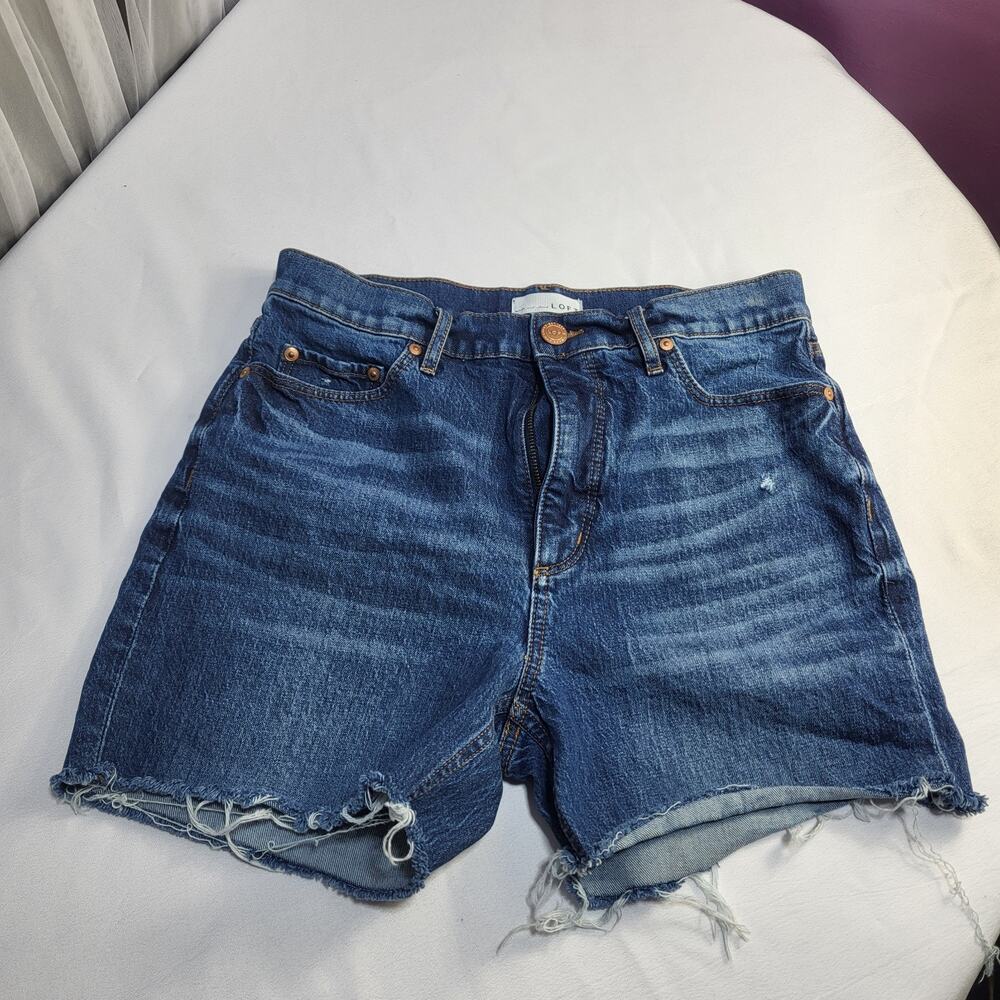 LOFT Made and Loved Denim Shorts Women's Blue Low Rise 5-Pocket Cuffed Waist 30"